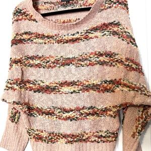 POL Women's Pink Multicolor Striped Sweater